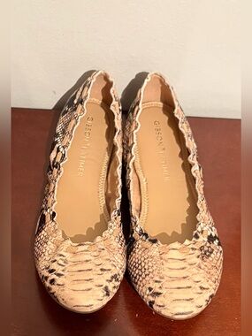 Gibson Latimer Snake Print Ballet Flats Womens 9.5 Scalloped Leather